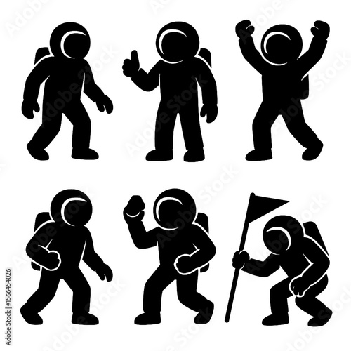 Fototapeta Naklejka Na Ścianę i Meble -  Astronaut Silhouette Collection – Transparent Background