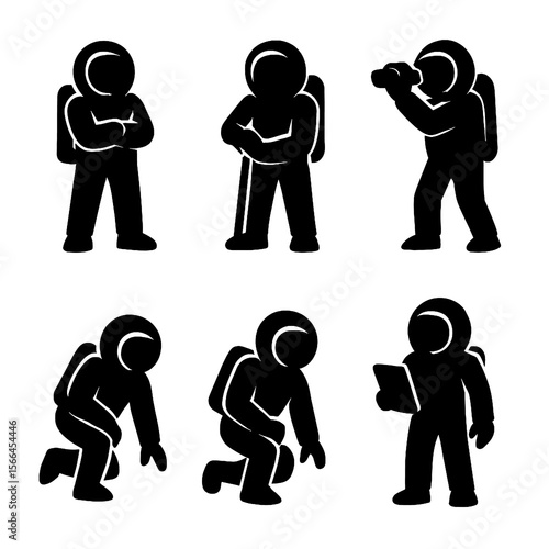 Fototapeta Naklejka Na Ścianę i Meble -  Astronaut Silhouette Collection – Transparent Background