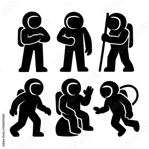 Fototapeta Naklejka Na Ścianę i Meble -  Astronaut Silhouette Collection – Transparent Background