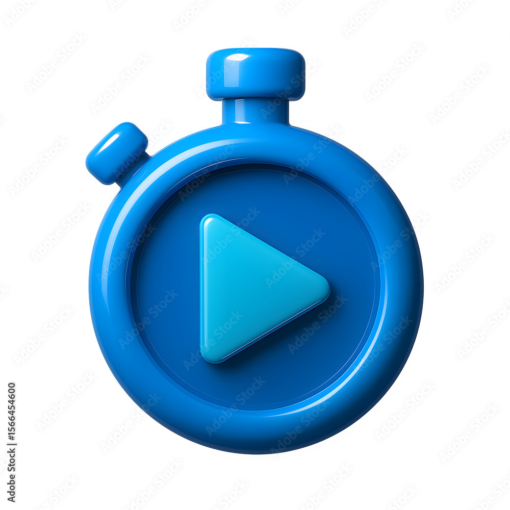 Obraz premium Digital 3D Stopwatch Play Button Icon Transparent Background