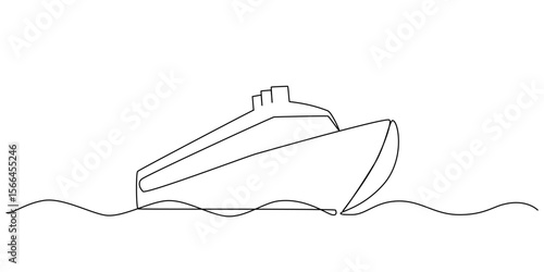 Continuous one line drawing of luxury yacht. Sea and ocean yacht in simple linear style.Vector illustration eps 10