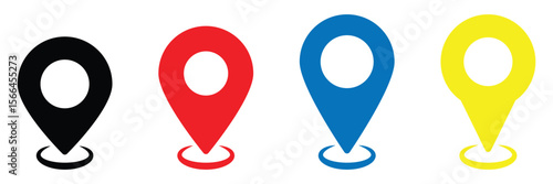 Location icon set. Flat icon set of location and map pins. Map pin. Location pin on a plain white background