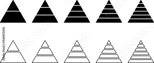 Triangular pyramid icon. educational materials. diagrams with ascending levels. triangular pyramid infographics