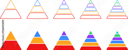 Triangular pyramid colorful icon. triangular pyramid infographics. educational materials. diagrams with ascending levels. Pyramid infographic