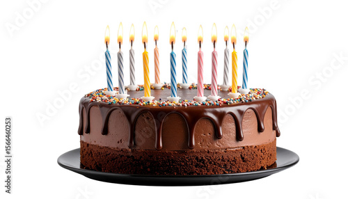 choclate cake with candles on them isolated on transparent bg.png
