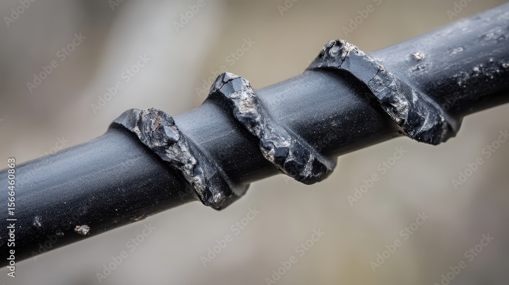 Close-up of a Black Metal Drill Bit with Sharp Edges and Texture Close-up of a Black Metal Drill Bit with Sharp Edges and Texture