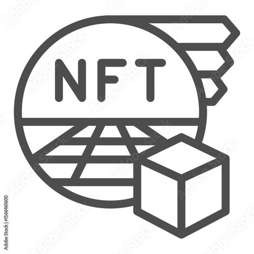 Space for non fungible token site line icon, NFT multiverse concept. Vector graphics. Crypto asset space, metaverse sign on white background, outline style icon for mobile or web design.