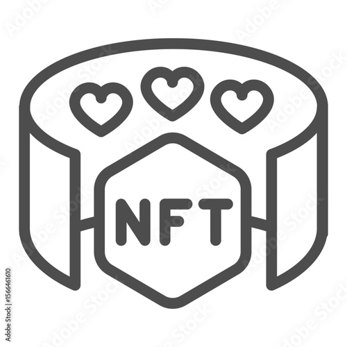 Environment for non fungible token site line icon, NFT multiverse concept. Vector graphics. Crypto asset, metaverse sign on white background, outline style icon for mobile or web design.