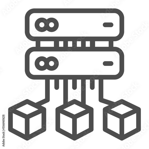 Storage server of crypto tokens line icon, NFT multiverse concept. Vector graphics. Crypto assets exchange sign on white background, outline style icon for mobile or web design.