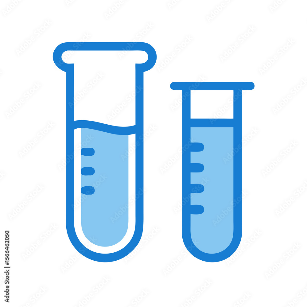Two Blue Laboratory Test Tubes Containing Liquid With Measurement Markings Isolated on Black Background Science And Research Concept Two Blue Laboratory Test Tubes Containing Liquid With Measurement Markings Isolated on Black Background Science And Research Concept