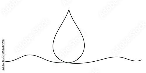 Continuous one line drawing of drop. A drop of water or other liquid. One line drawing background. Vector illustration.