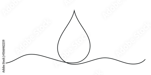 Continuous line drawing of drop. Water drop line icon. One line drawing background. Vector illustration.