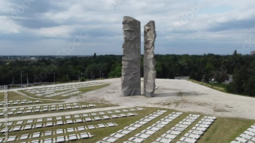 Graveyard and monument of 2nd World War victims, Polish officers and soldiers. Graves of unknow soldiers in Wroclaw, Poland.