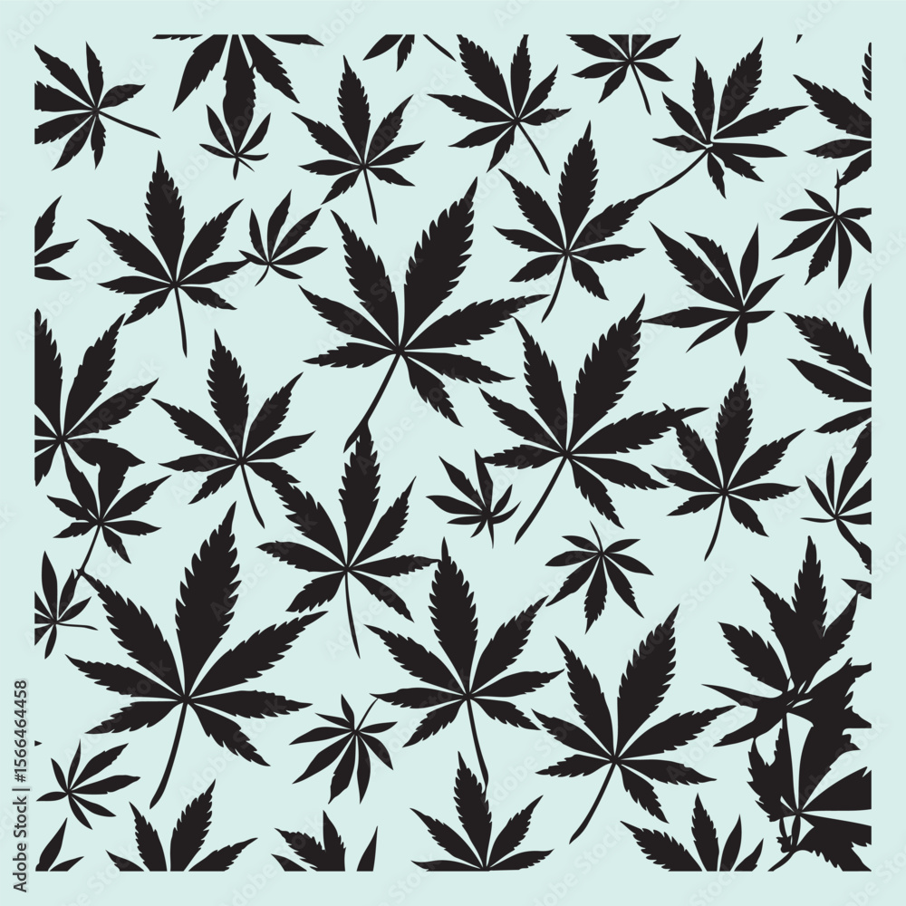 Fototapeta premium Marijuana Plant Leaf Silhouette Icon Set Herbal Medicine Design