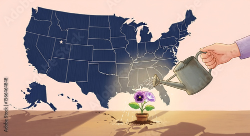 Keep America Beautiful Week Illustration: Nurturing Growth in the USA