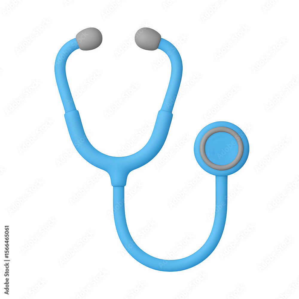 A bright blue stethoscope with grey earpieces and diaphragm isolated on transparent background A bright blue stethoscope with grey earpieces and diaphragm isolated on transparent background