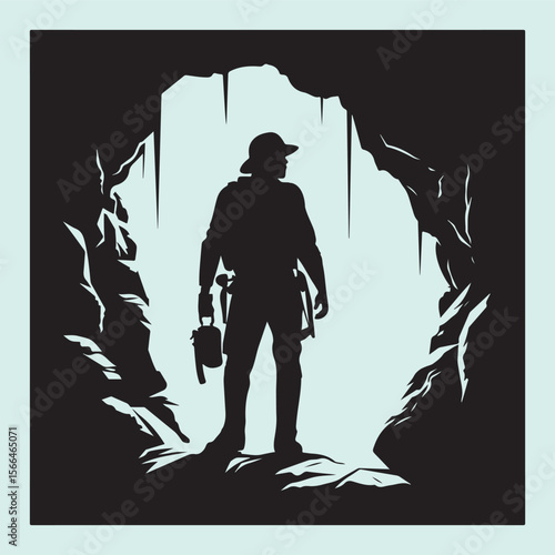 Underground Caving Silhouette Icon Adventure Sports and Nature Discovery
