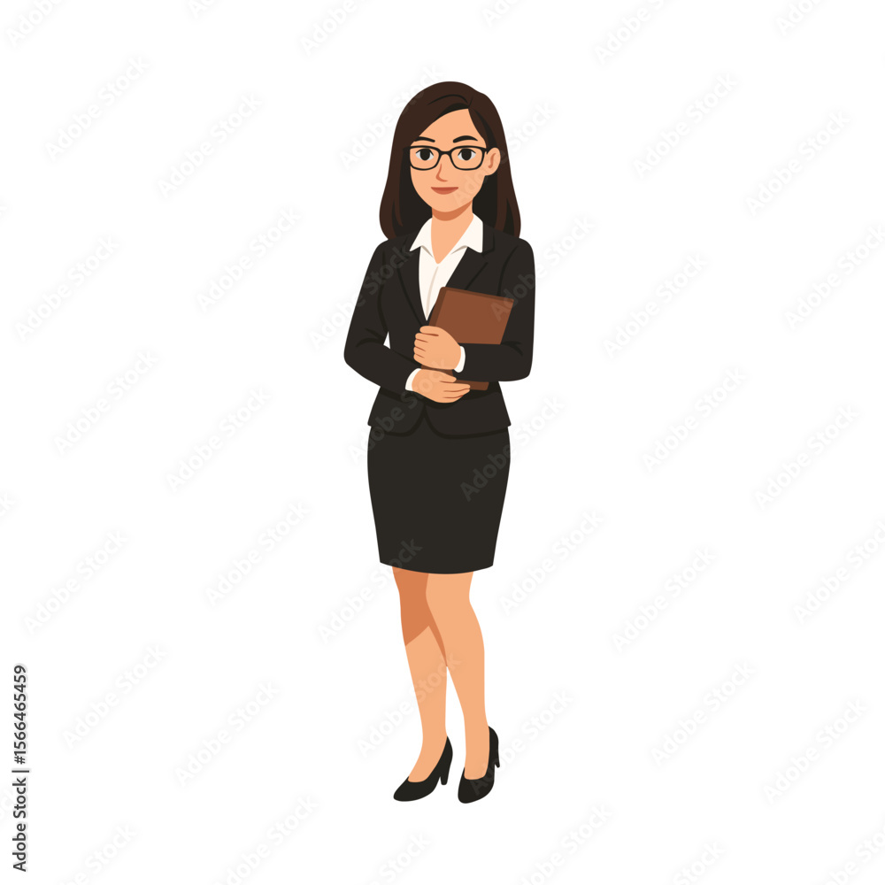 Professional Businesswoman in Formal Attire Holding a File Professional Businesswoman in Formal Attire Holding a File