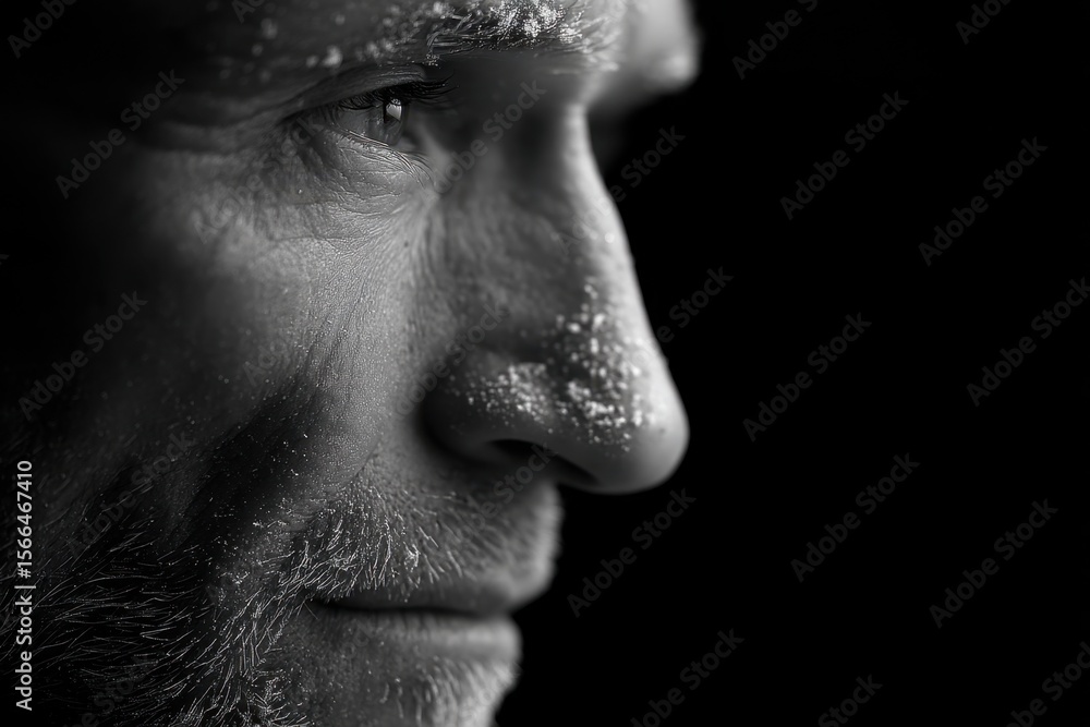 Obraz premium A black and white photo of a man's face