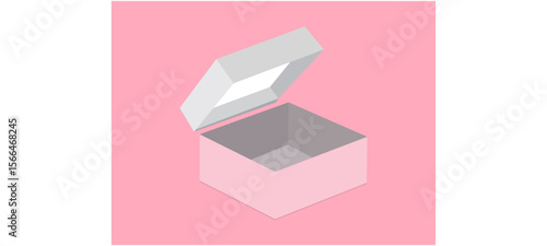 Pink gift box open on a Pink background. 3d Render.