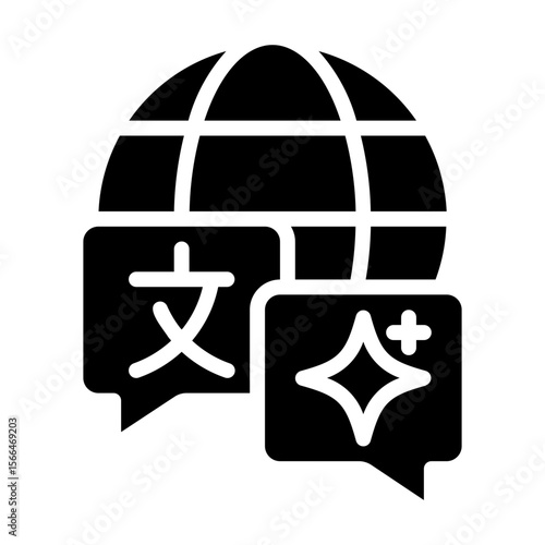 Artificial intelligence translates. This is a vector single icon with a solid style. It is suitable for various purposes, including website design, mobile app design, and logo design.