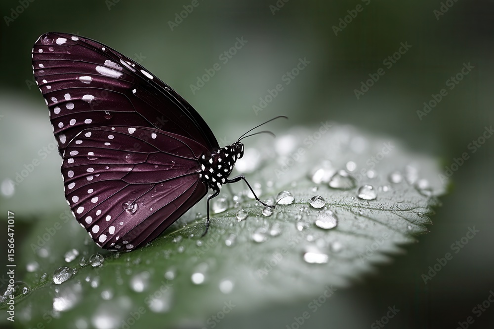 Obraz premium A purple butterfly sitting on top of a green leaf