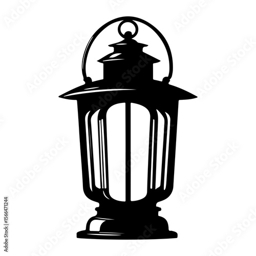 Vintage Black Lantern Silhouette with Elegant Design and Ornate Details