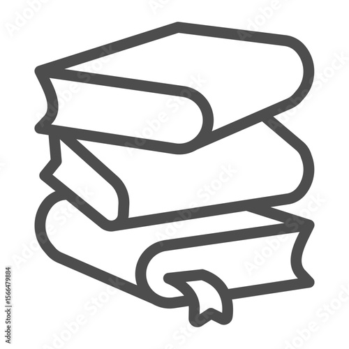 Stack of books line icon, book festival concept. Vector graphics. Three volumes, two textbooks and one with bookmark sign on white background, outline style icon for mobile or web design.