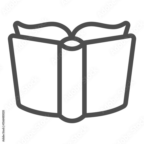 Textbook hardcover line icon, book festival concept. Vector graphics. Opened hardcover book with pages, reading sign on white background, outline style icon for mobile or web design.