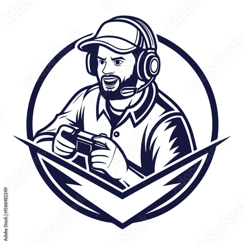Gamer with headset and controller