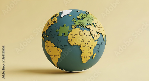 World Population Day Concept: Puzzle Globe Representing Global Interconnection and Demographics