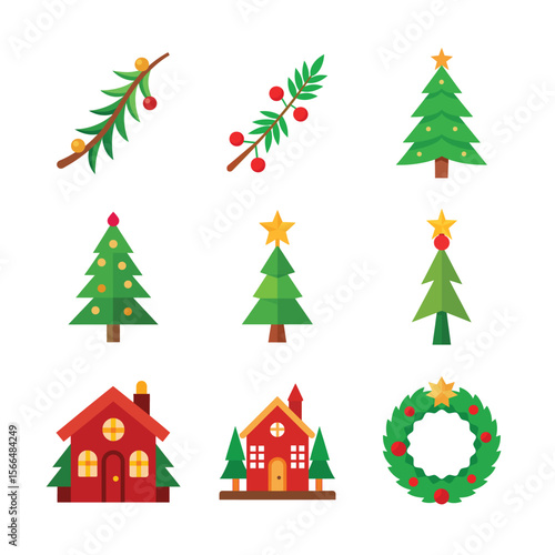 set of Christmas day vector art element 
