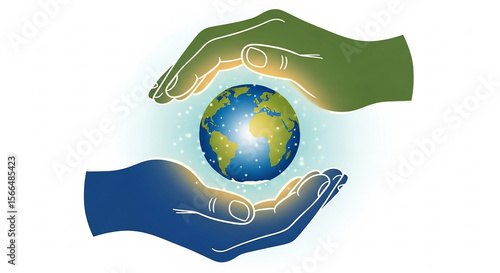 World Population Day Illustration: Hands Holding Earth, Sustainable Future Concept