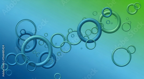 Abstract 3D Rings Illustration on Blue-Green Gradient Background for World Population Day
