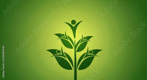 World Population Day Green Abstract Illustration of Growing People