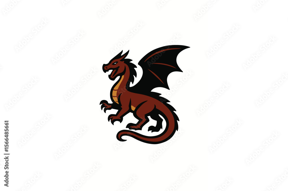 Powerful Brown Dragon Mascot Logo Powerful Brown Dragon Mascot Logo
