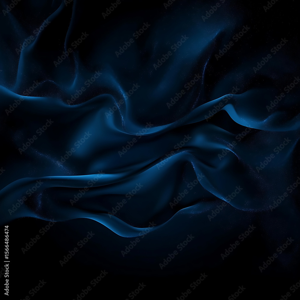 Fototapeta premium Abstract minimal neon background with glowing wavy line Dark wall illuminated with led lamps Blue futuristic wallpaper 