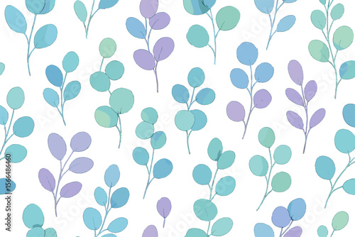 Soft watercolor leaves create a calming pattern suitable for various designs and decorative projects