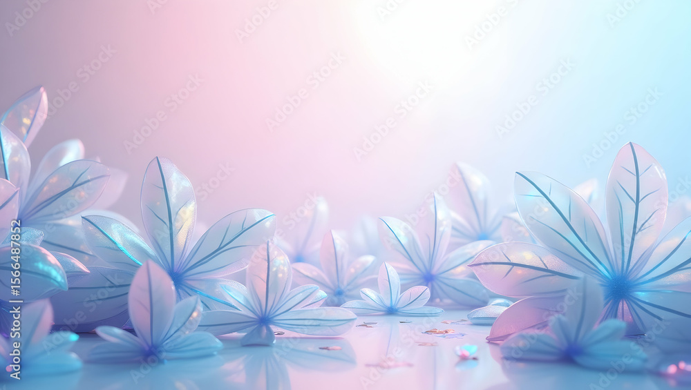 Obraz premium blue glossy rainbow flower background bright floral desgin background