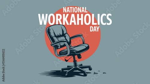 National Workaholics Day Office Chair Illustration