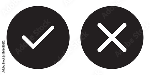 Tick and Cross check mark vector icons in glyph style design for website, app, UI, isolated on white background. Vector illustration.