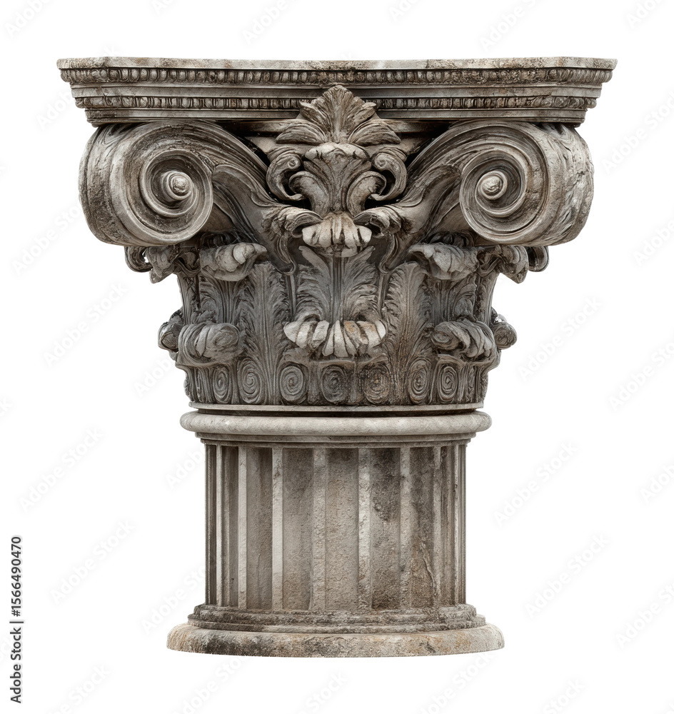Naklejka premium Ornate corinthian column display historical site model front view