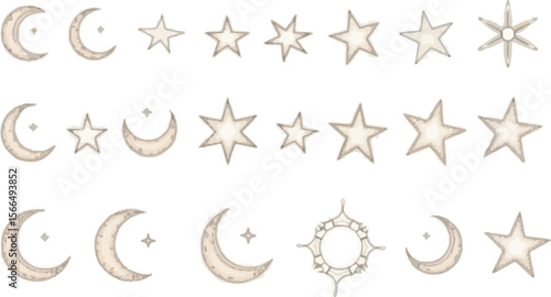 Create a kinds of deferent vector, design, pattern, decoration, illustration, art, star, christmas, symbol, icon vector art with white background.