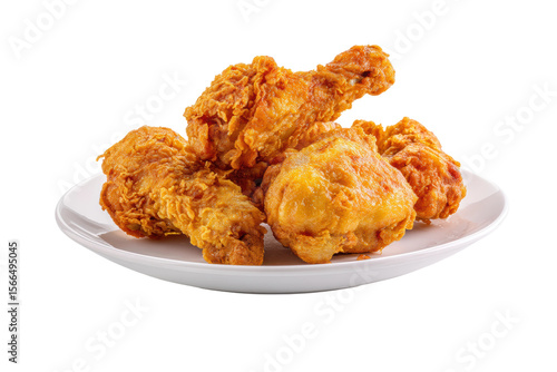 PNG Delicious crispy fried chicken pieces on a white plate
