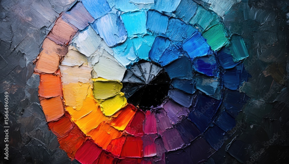 Obraz premium Color swatches arranged in an infinite loop, showcasing the spectrum of colors from rainbow to monochrome.