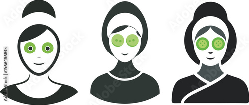 illustration of three women facial masks
