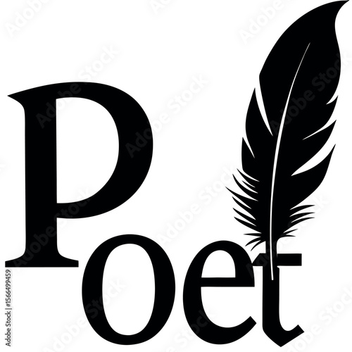 The Poet's Quill: A minimalistic and elegant illustration of the word Poet accompanied by a stylized feather, symbolizing creativity, expression, and the art of writing.
