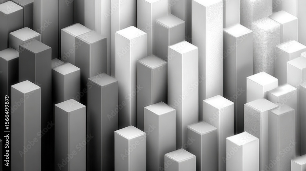 A black and white photo of a group of white cubes A black and white photo of a group of white cubes