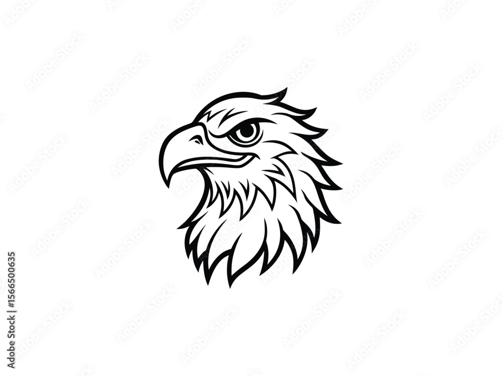 Obraz premium Fierce Bald Eagle Mascot Logo Vector Aggressive Animal Head Emblem for Sports, Esports, Tattoo, Team Branding, Monochrome Line Art Design