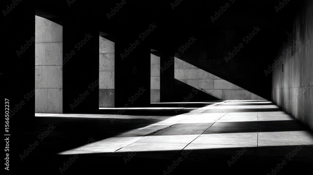 Fototapeta premium Abstract monochrome architectural passageway